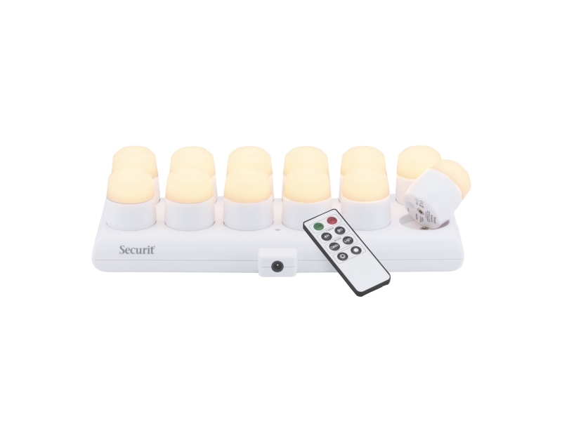 Securit® AMSTERDAM LED Fyrfadslys 12 stk. + ladest., hvidt lys | Belysning - Inomhusbelysning - Bordslampa | GameStuff