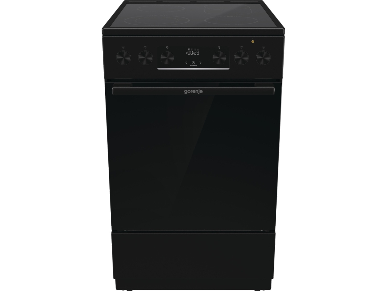 Gorenje GECS5C70BPA, Frittstående komfyr, Sort, Knapper, Rotasjon, Keramisk, 4 zone(s), Glass-keramikk