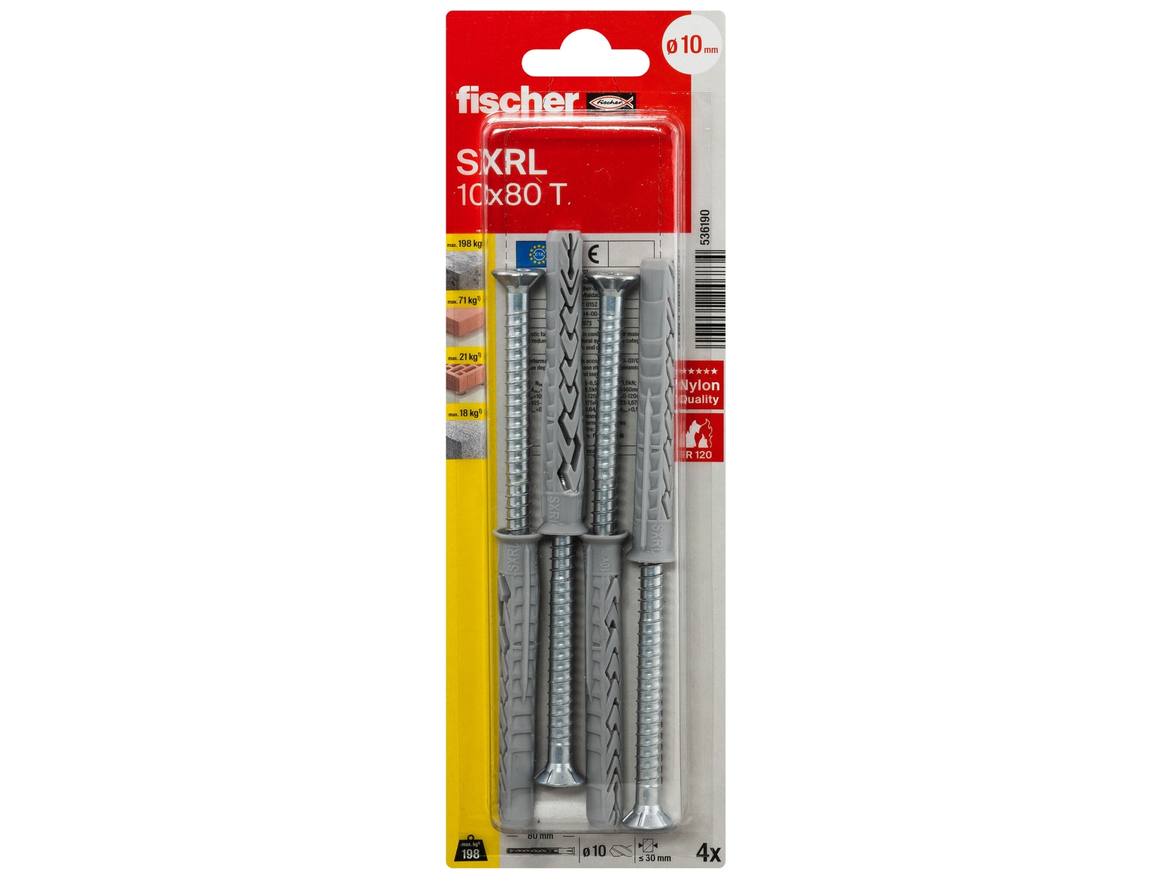 Fischer SXRL 10 x 80 T K NV Pitkävartinen raakapihdit 80 mm 536190 1 sarja