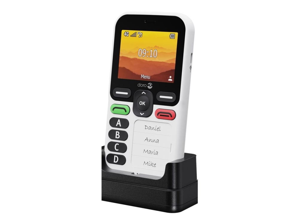 DORO Leva X10 – 4G funktionstelefon – RAM 64 MB / Intern hukommelse 128 MB – microSD slot – 320 x 240 pixels (60 Hz) – sort/hvid