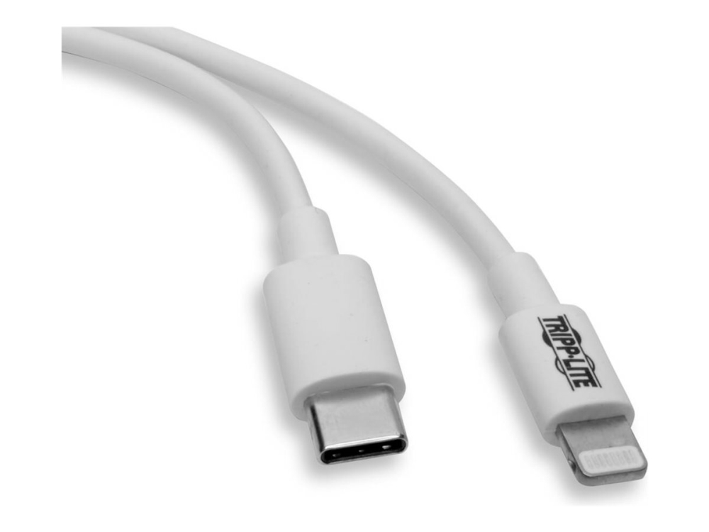 Eaton Tripp Lite Series USB-C to Lightning Sync/Charge Cable (M/M), MFi Certified, White, 3 ft. (0.9 m) - USB-kabel - 24 pin USB-C (hane) till Lightning (hane) - USB 2.0 - 20 V - 3 A - 90 cm - vit | Datortillbehör - Kablar & adaptrar - Datakablar | GameStuff