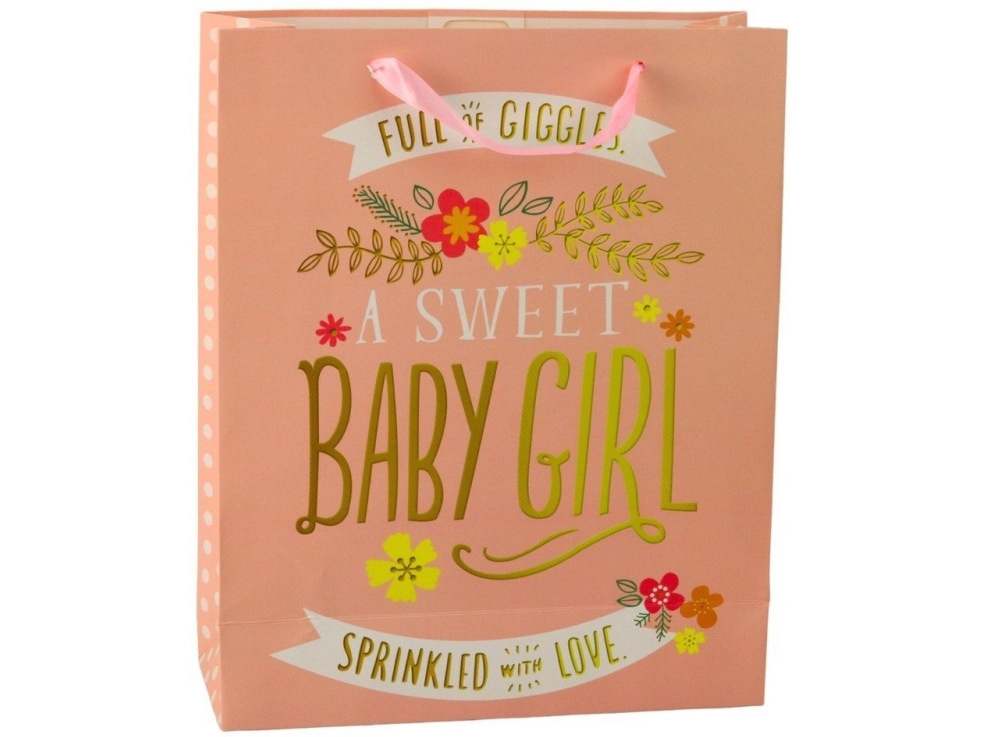 Lean Gavepose Til Baby Shower Fødsel Pige 32 X 26 X 12 Cm