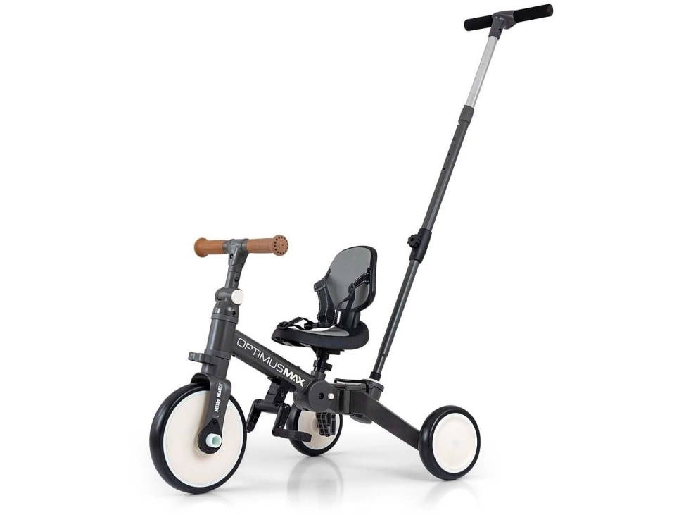 Qplay Milly Mally Optimus Max 5in1 triratis su kreipiančiąja, tamsiai pilkas