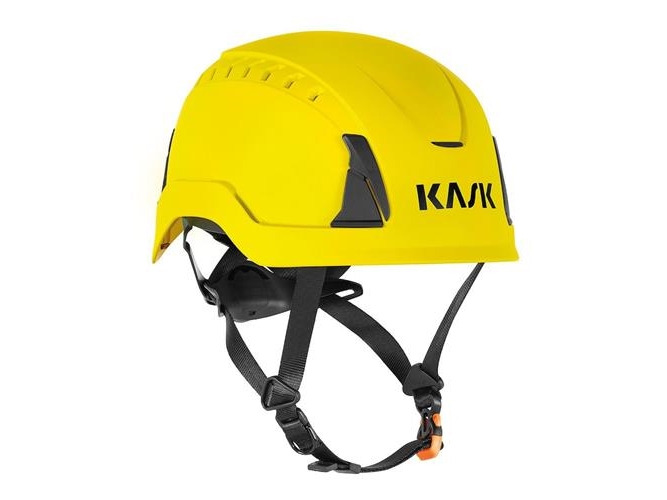 Skyddshjälm Primero med hakrem, gul | Kläder & Säkerhet - Säkerhetsutrustning - Säkerhetshjälm | GameStuff