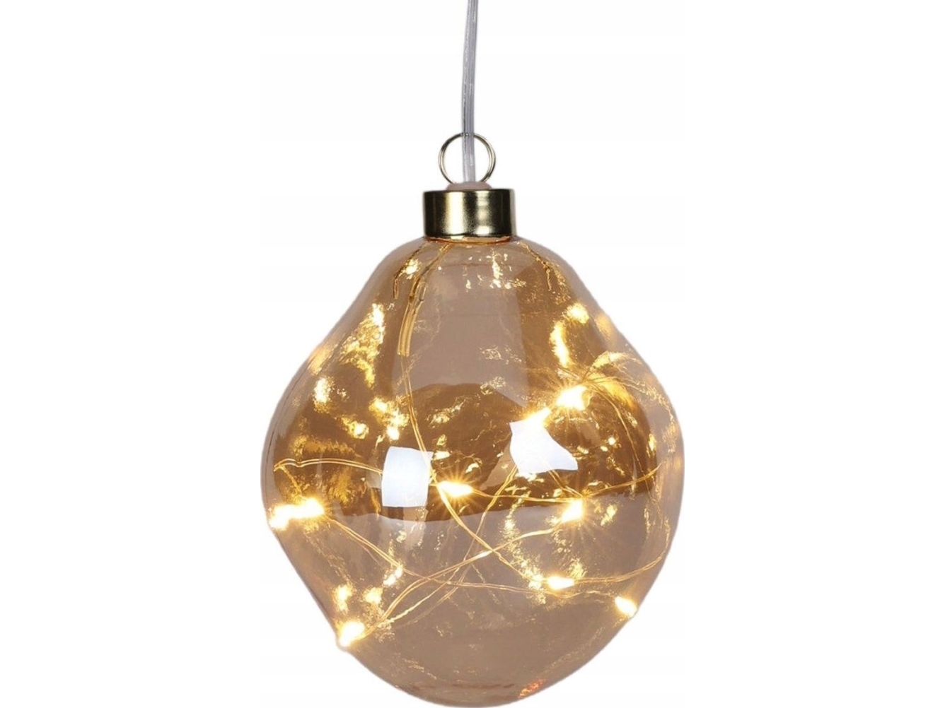 Juldekoration i glas droppform LED-prydnad 10 cm guld | N - A | GameStuff
