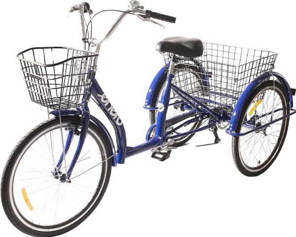 3-HJULET CYKEL 24 NAVY BLUE SHIMANO -7-SPEED SÆNKET STEL
