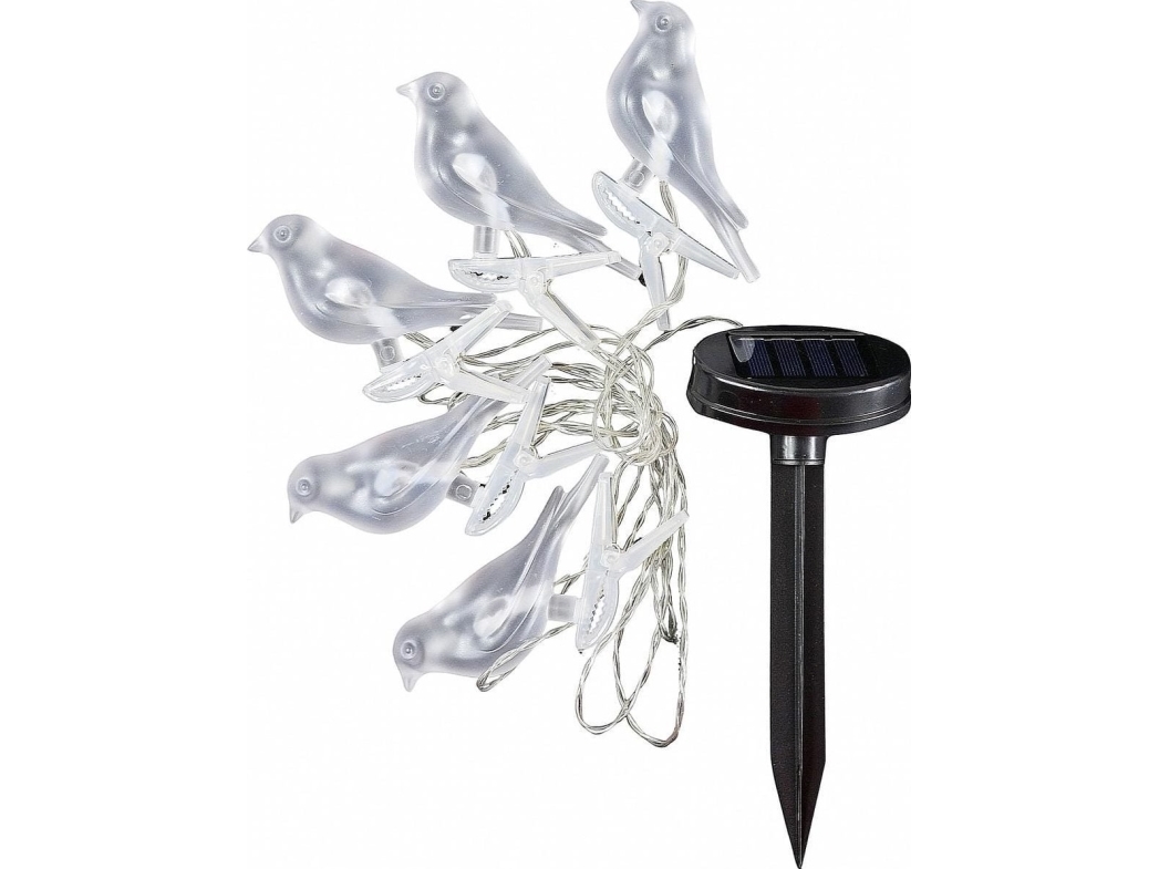 Solar-lampe girlande til havefest med fugle 5 LED
