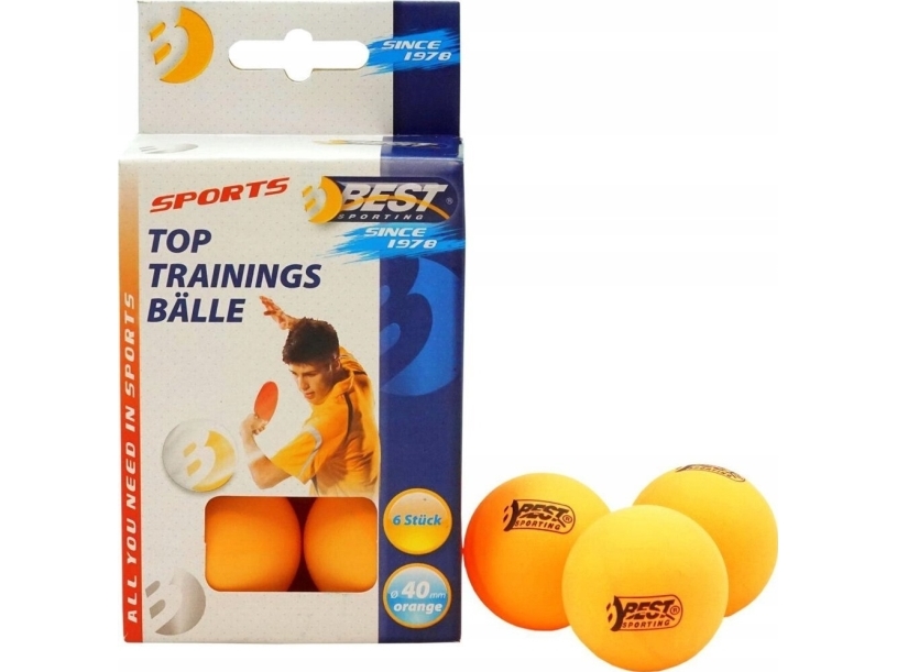 Best Sporting 6 orange bordtennisbolde 40 mm i diameter klasse 1 BEST Sporting 23111