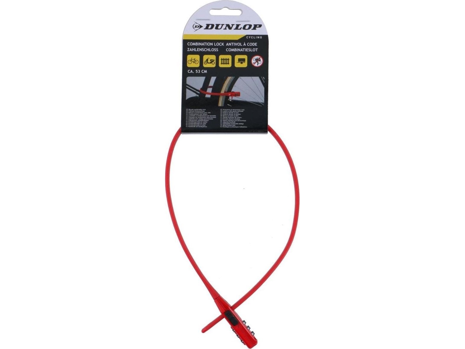 Dunlop Fahrradschloss-Gurt Code Lock Rot
