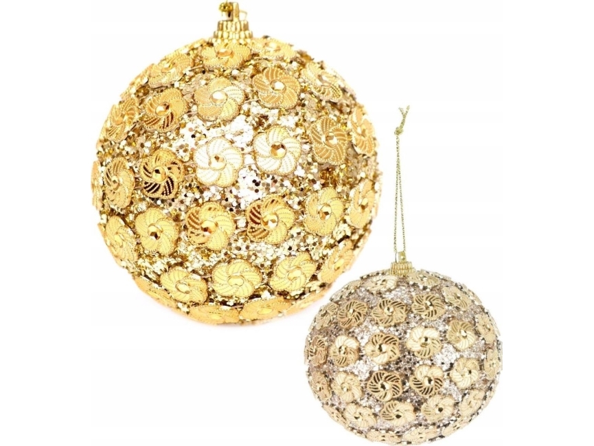 Julepynt BOMBKA DEKORACYJNA med pailletter 8 cm guld