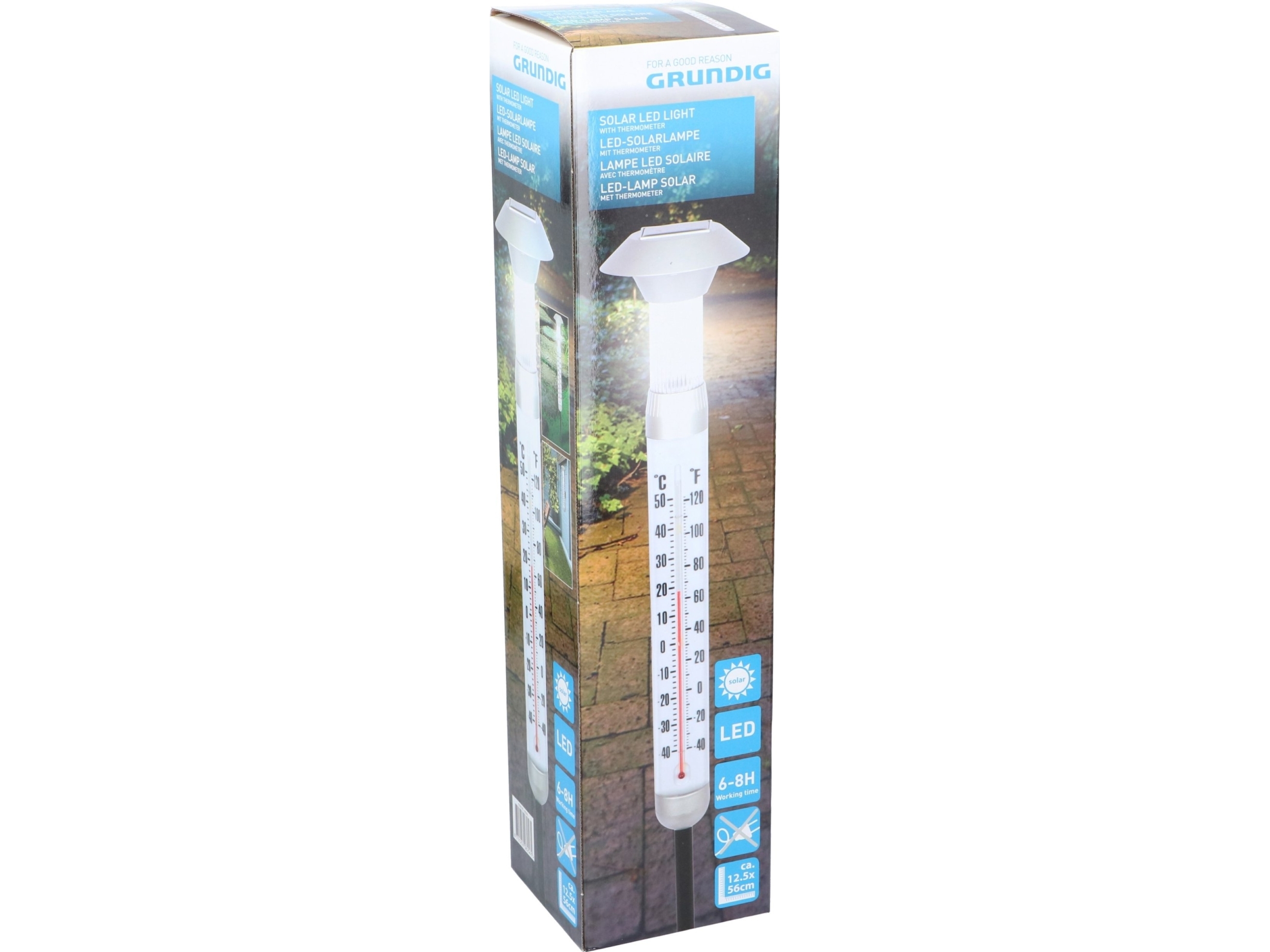 Juledekoration Grundig SOLAR TERMOMETER MED LED-LYS H 97CM GRUNDIG