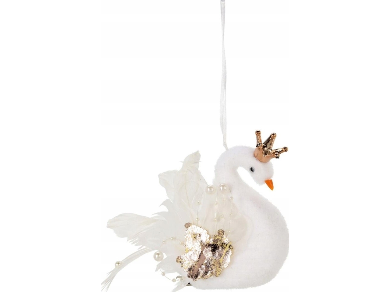 Juledekoration Hængende svane kugle 17CM perle vinger