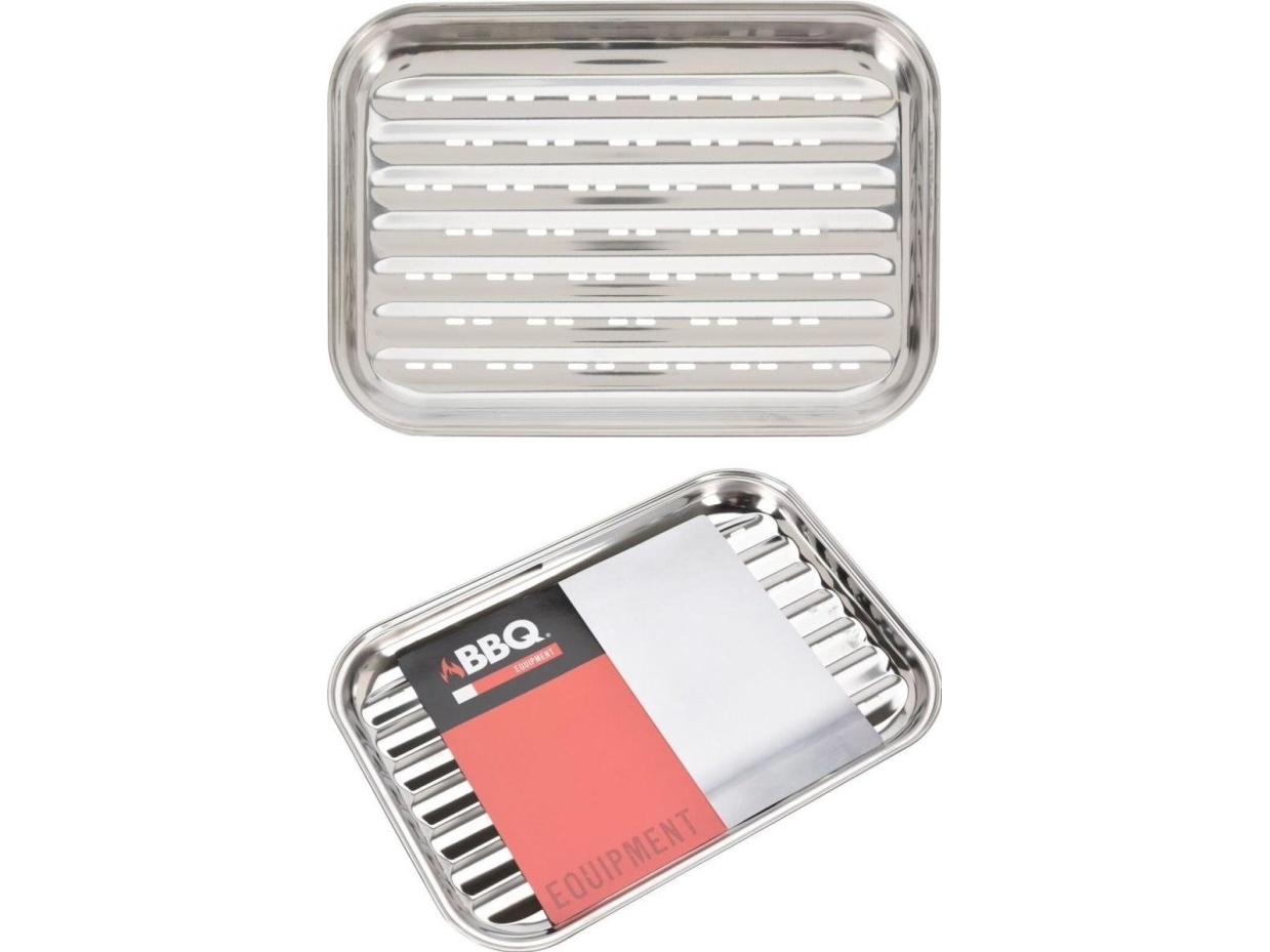 BBQ Grillbricka 34,5x24CM RUSTFRITT STÅL | Trädgården - Grill tillbehör - Övriga grilltillbehör | GameStuff