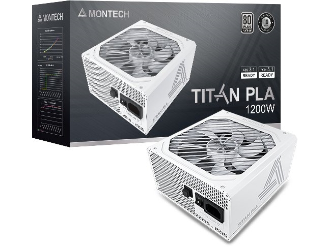 Montech Titan Pla 1200W - 80 Plus & Cybenetics Platinum Psu, Modular, Pcie 5.1 - 1200 Watt, Baltos Spalvos