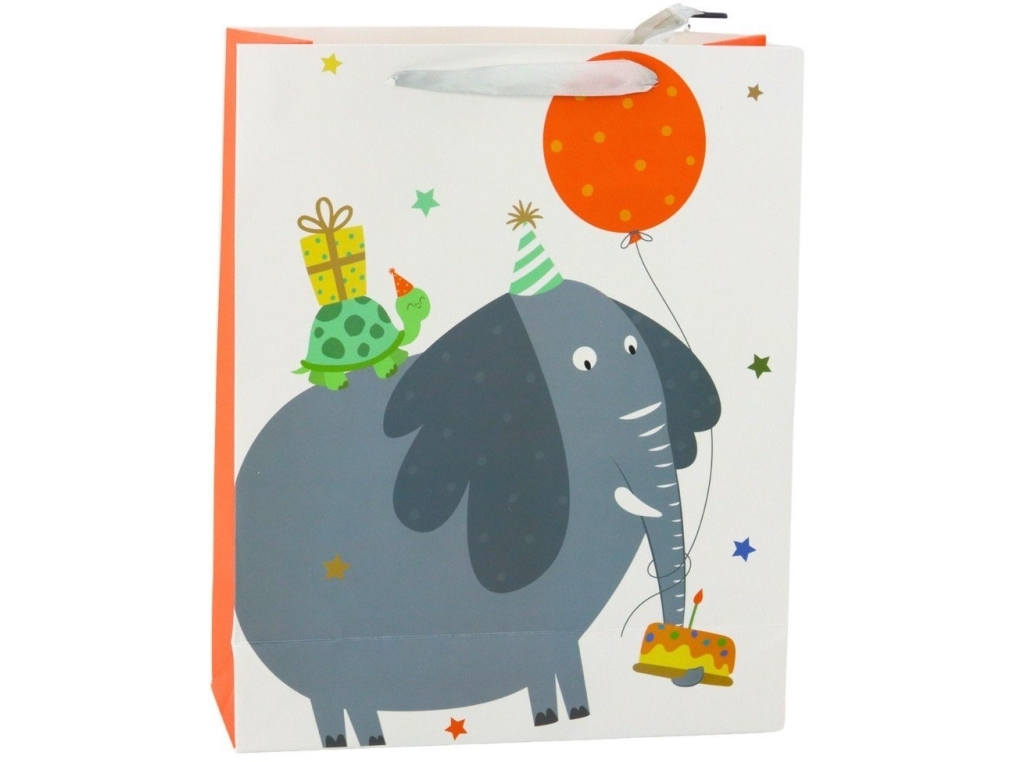 Lean Gavepose I Papir Fødselsdag Elefant 32 X 26 X 12 Cm