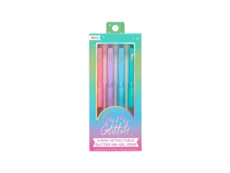 Ooly Oh My Glitter!, Ausziehbarer Gelschreiber, Blau, Grün, Pink, Violett, Mehrfarbig, Rund, Beidhändig, Ausstellungsbox