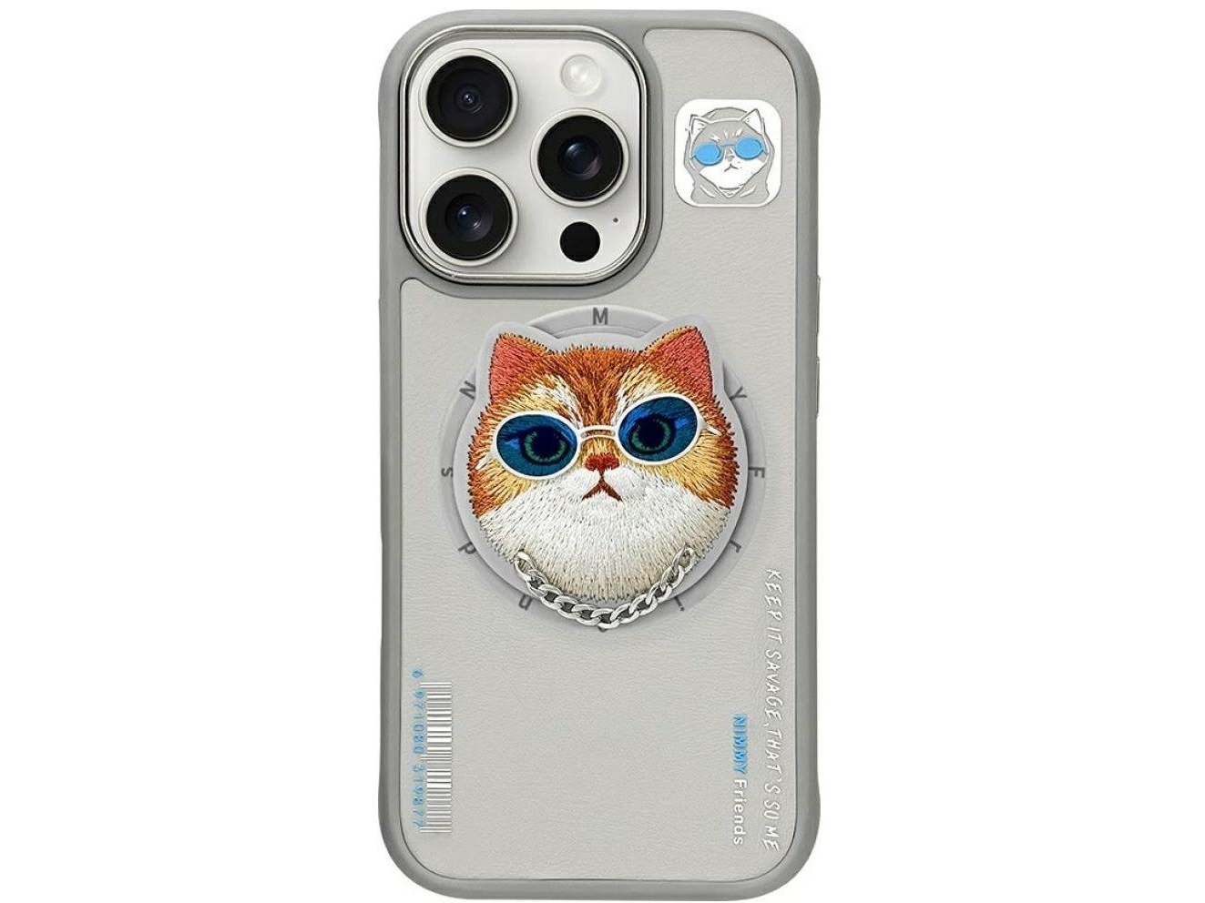 Nimmy Glasses Cool Cat Magsafe Case Für Iphone 16 Pro - Grau