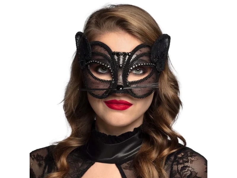 Sort Katte Halvmaske
