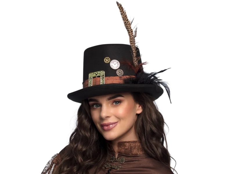Steampunk Hat Med Fjer