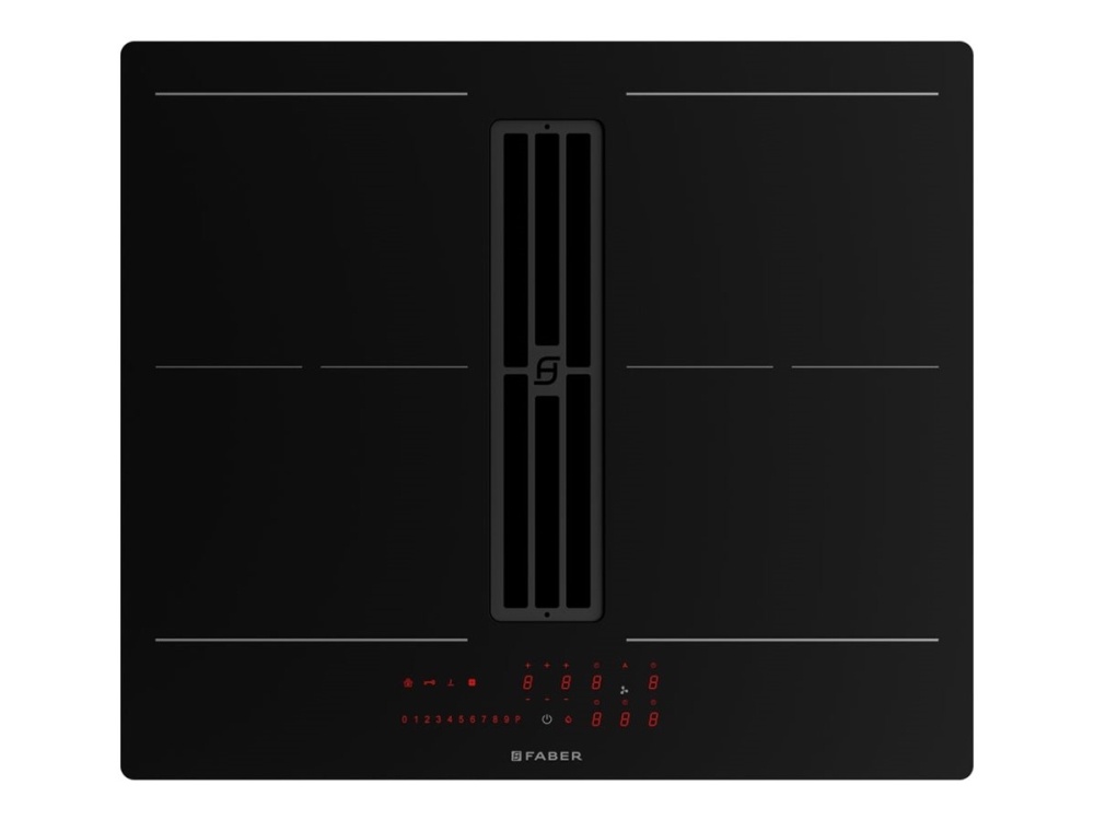 Faber Galileo Slim F600 - Induktions Kogeplade - 4 Plader - Niche - Bredde: 56 Cm - Dybde: 49 Cm - Klasse A+ - Sort Med Downdraft-Udstødning
