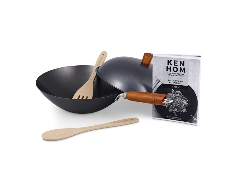 Ken Hom KH331051, Pyöreä, Vokki-/öljyvokkipannu, Musta, Hiiliteräs, Metalli, Keraaminen, Kaasu, Halogeeni, Induktio