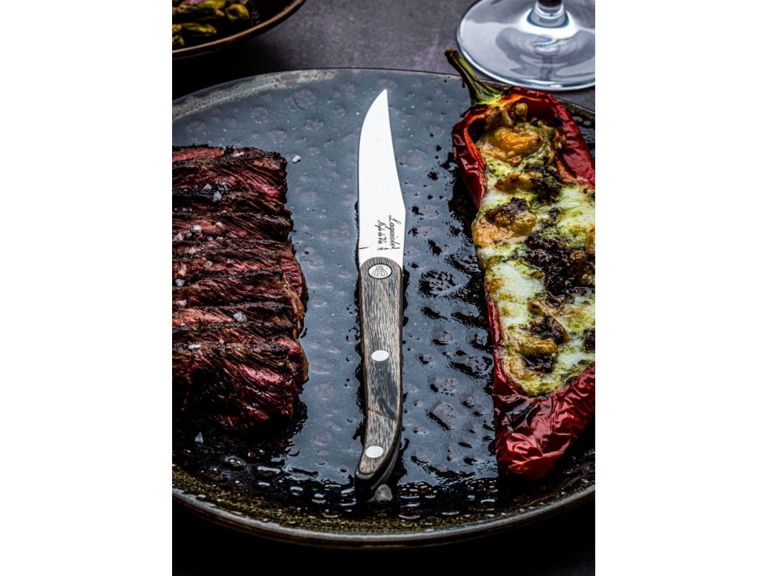 Laguiole Steak Knives Laguiole Grey Pakka Smooth Set 6 Sdv