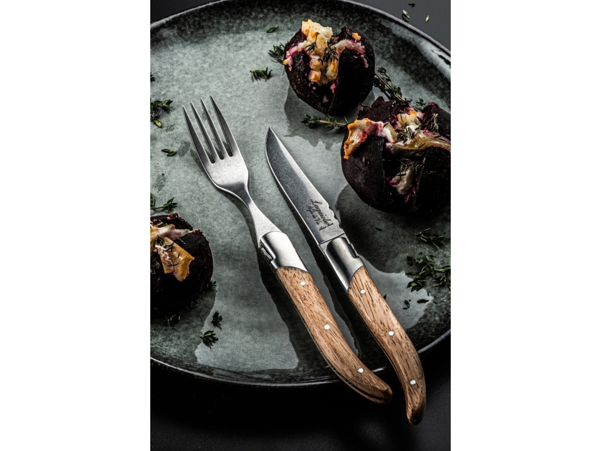 LAGUIOLE Forks Laguiole Oak Wood Stonewash SET 6 SdV | Bordssättning - Bestick - Bestickset | GameStuff