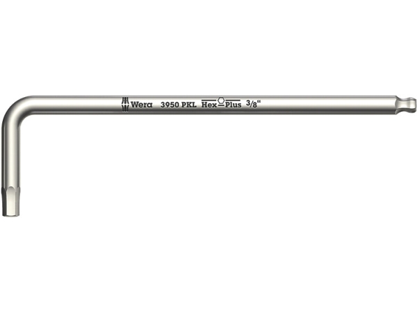 Wera 3950 PKL, L-muotoinen kuusiokoloavain, Brittiläinen, 1 kpl, Ruostumaton teräs, 1/8, 12,3 cm