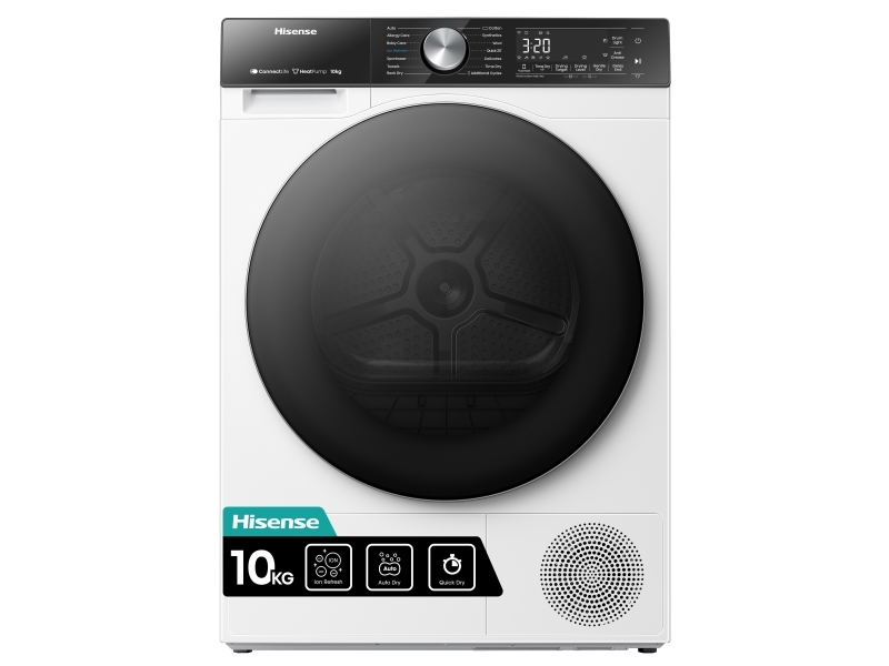Hisense DH5S102BW, Fristående, Frontmatad, Värmepump, Vit, Knappar, Rotations-, Röra, Vänster | Vitvaror - Tvätt & torkning - Torktumlare | GameStuff