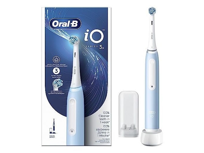 Oral-B Braun Io Series 3N, Erwachsener, Vibrierende Zahnbürste, Tägliche Pflege, Hellblau, Weiß, 2 Min, Blau, Weiß