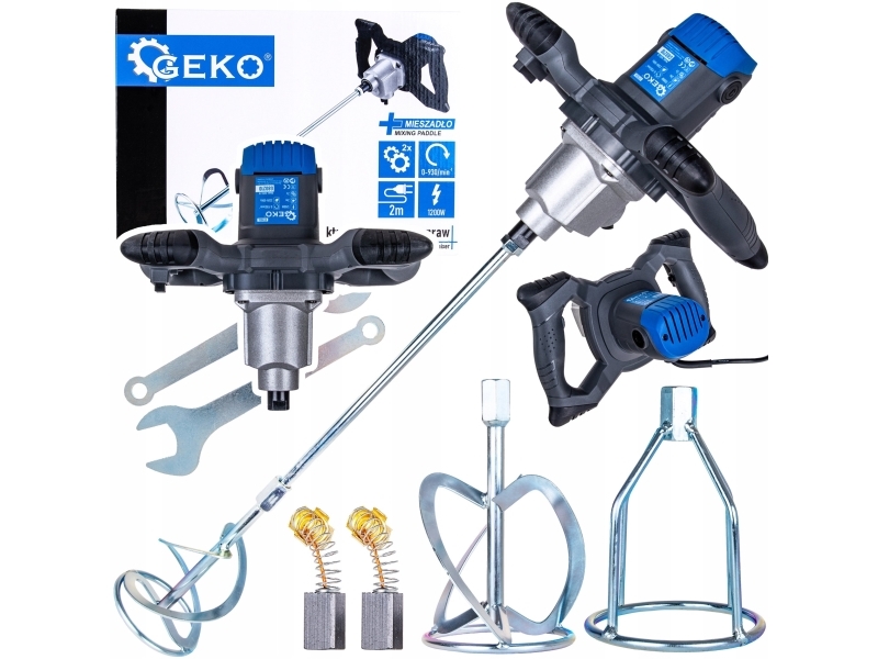 Elektrisk blander til maling og mørtel 1200W 2-trins med ekstra røreværk (4)