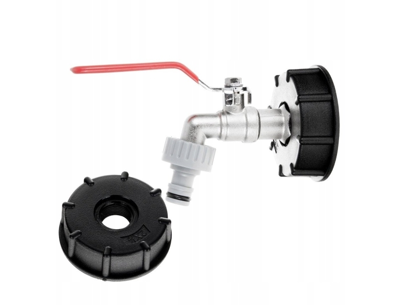 Sæt - IBC-møtrik S60x6 + hane 1/2 med udløb til GZ 3/4 + nippel til hurtigkobling - mauser (40)