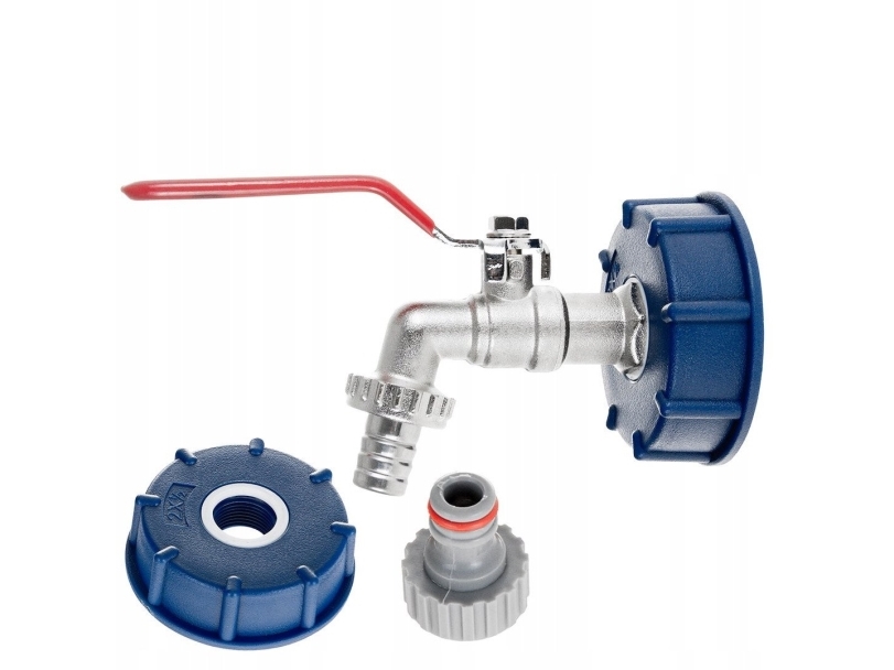 Sæt - IBC-møtrik S60x6 + 1/2 hane med 3/4 GZ-udløb + 1/2 slangeprop + nippel til hurtigkobling - mauser (40)