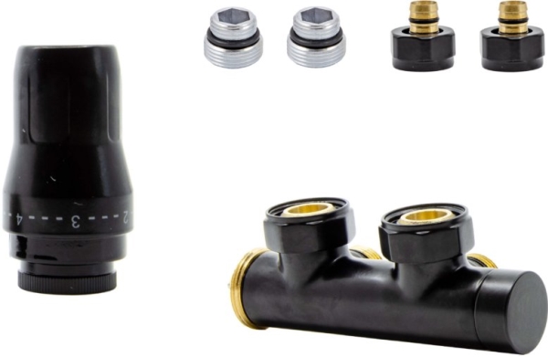 Schlosser Zestaw Duo-Plex 3/4Xm22x1.5 Links/Rechts Nippel, Glatt Für Versorgung, Zl Pex - Schwarz Matt