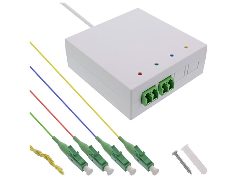 InLine 88140, LC/APC, Uros/naaras, OS2, Valkoinen, Yksittäistila, 80 mm
