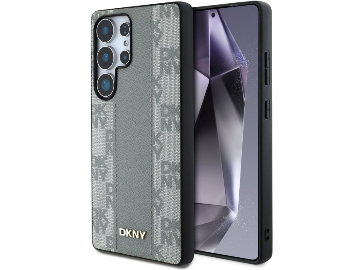 Tasche Dkny Leder Karomuster Magsafe Für Samsung Galaxy S25 Ultra Taupe