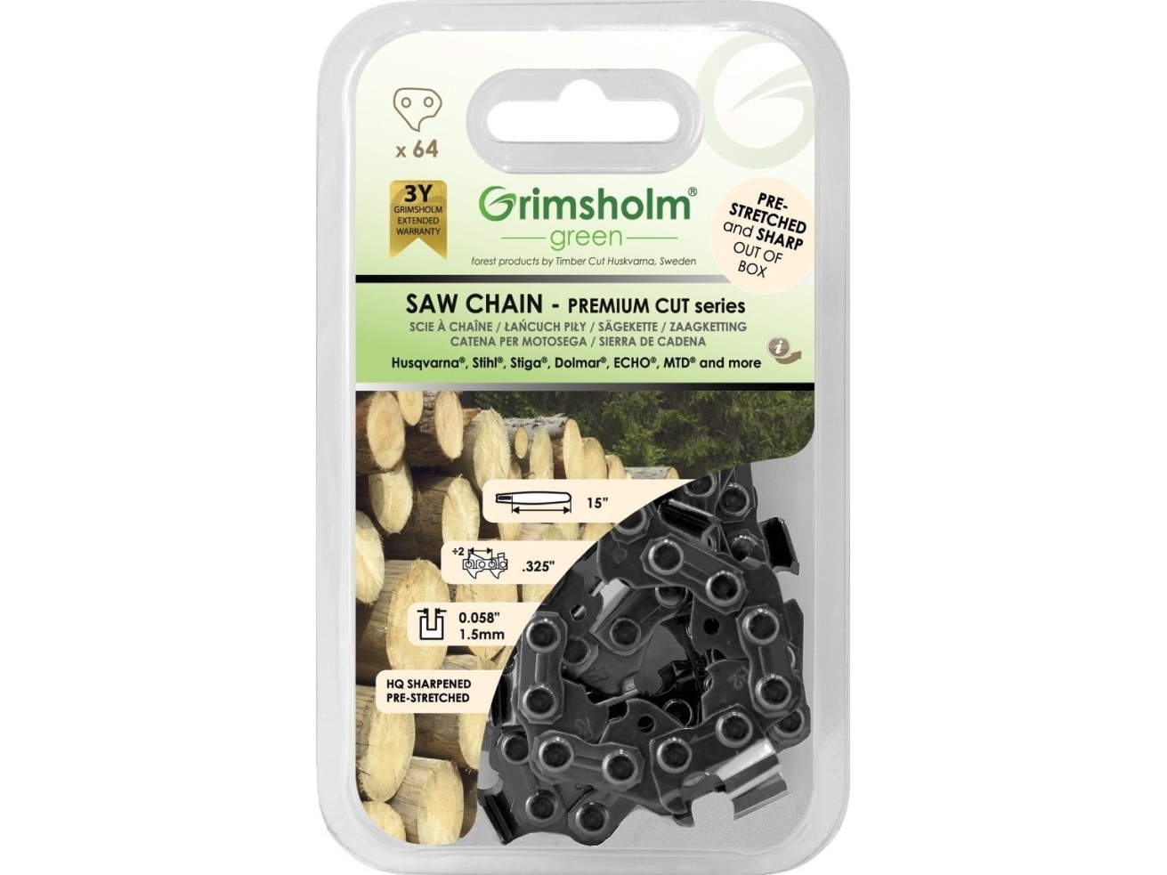 Grimsholm SAW CHAIN PREMIUM CUT64 DL325058/1.5MM