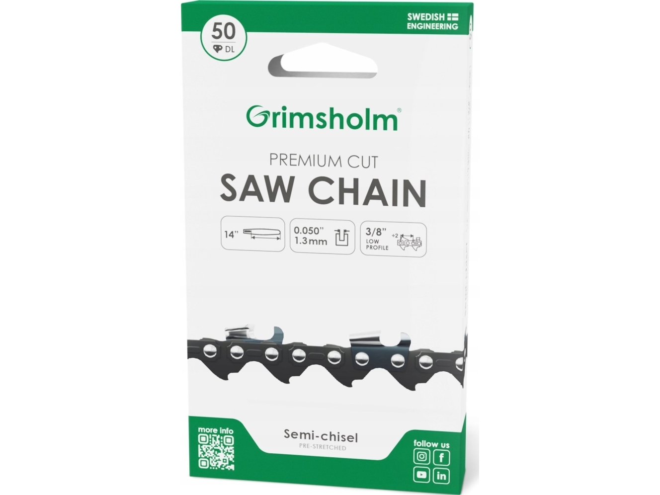 Grimsholm Saw Chain Premium Cut50 Dl3/8"050"/1.3Mm