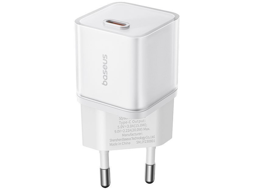 Wall Charger Baseus Gan5s, 20W, 3A, 1 X Usb-C, White P10162503213-00