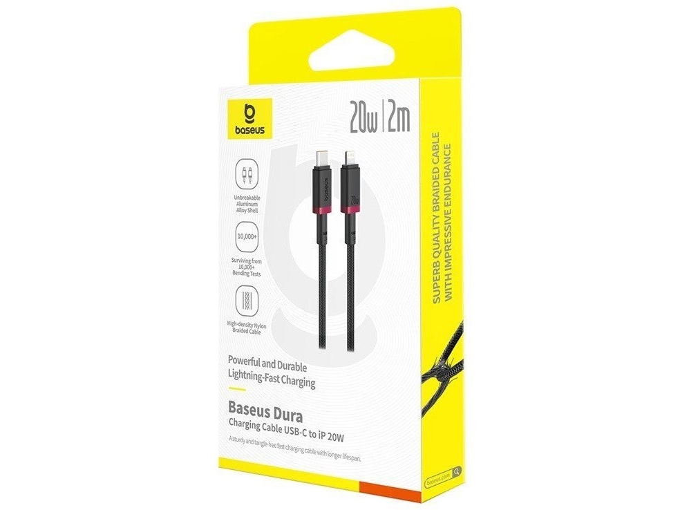 Usb-C To Lightning Cable Baseus Dura Series, 20W, 2.4A, 2M, Red Black E0420802