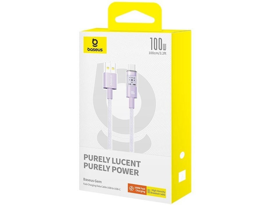 Usb-A To Usb-C Cable Baseus Gem, 100W, 5A, 1M, Purple P10373002511-00