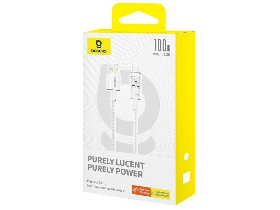 Usb-A To Usb-C Cable Baseus Gem, 100W, 5A, 1M, White P10373002211-00