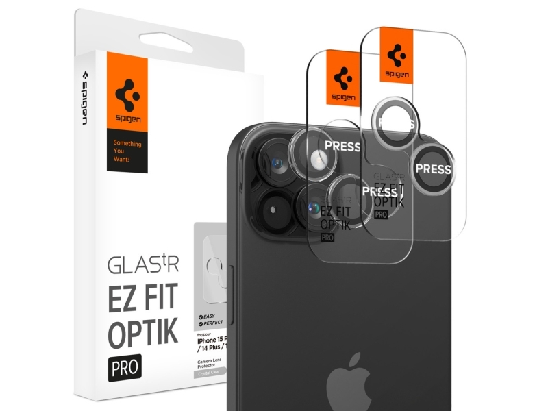 Spigen Glas.Tr Ez Fit Optik Pro, Apple, Iphone 15 / 15 Plus / 14 / 14 Plus, Ridseresistent, Transparent, 2 Stk