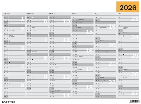 Wandkalender A4 2026 Dk