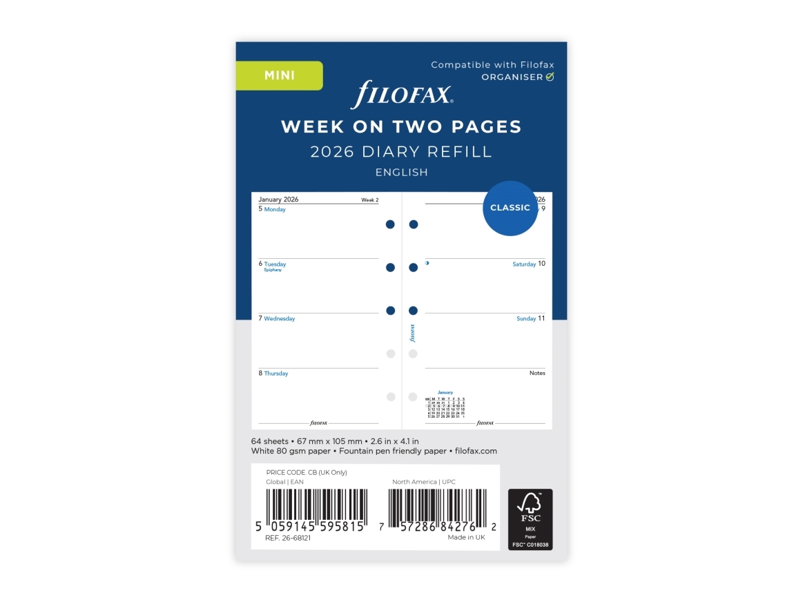 Diary Mini 2026 Week Per Lookup Engelska