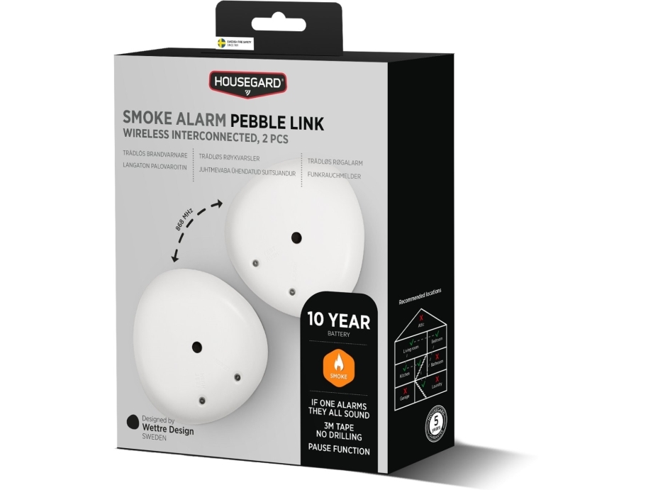 HOUSEGARD 2-pak Housegaard Pebble Link, trådløs. Man kan koble max. 12 stk. sammen. Inklusiv 10-års batteri. | Huset - Säkerhet & Larm - Larm | GameStuff