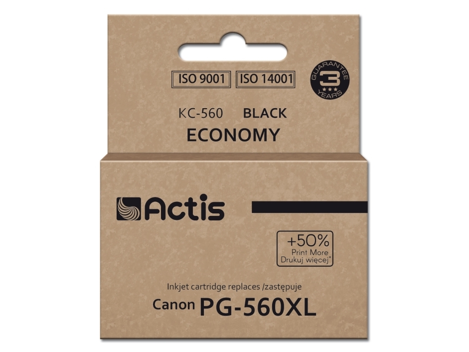 Actis Kc-560 Canon Druckertinte, Ersatz Pg-560Xl Supreme 22Ml Schwarz. Druckt 50% Mehr Als Die Oem., Hohe (Xl-) Ausbeute, Schwarz, Tinte Auf Farbstof