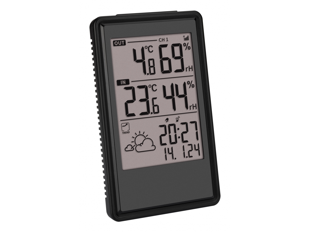 Tfa-Dostmann Etna, Sort, Indendørs Hygrometer, Indendørs Termometer, Udendørs Hygrometer, Udendørs Termometer, Hygrometer, Termometer, Hygrometer, Te