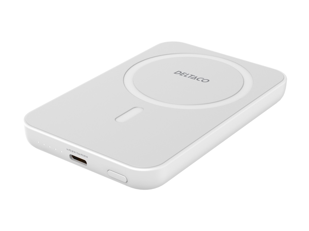 Deltaco Pb-Q1006, 5000 Mah, Lithium Polymer (Lipo), Kabelloses Aufladen, 20 W, Weiß