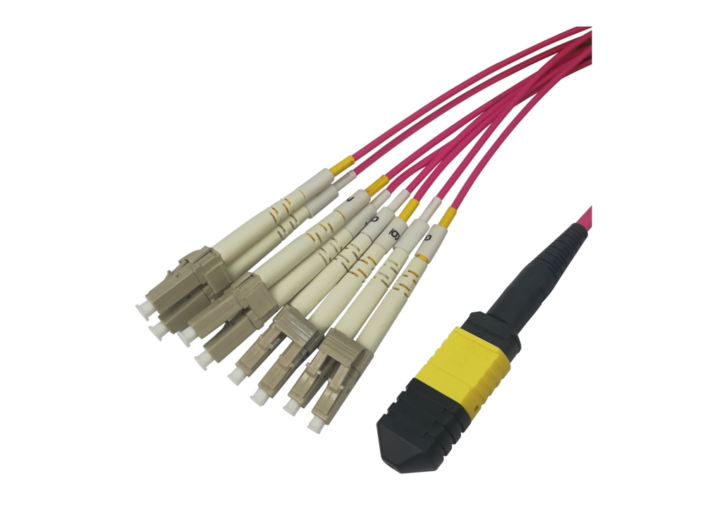 Deltaco - Fanout-Kabel - Mpo-12/Upc Multimode (Buchse) Auf Lc/Upc Multimode (Stecker) - 3 M. - Glasfaser - Duplex - Om4 - Halogenfrei - Rot